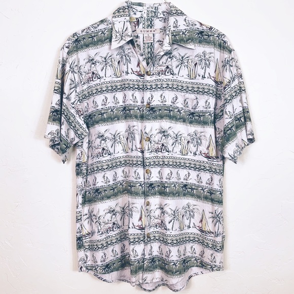 SUMMA Silk Cotton Hawaiian Aloha Surf Camp Shirt S - Picture 1 of 8